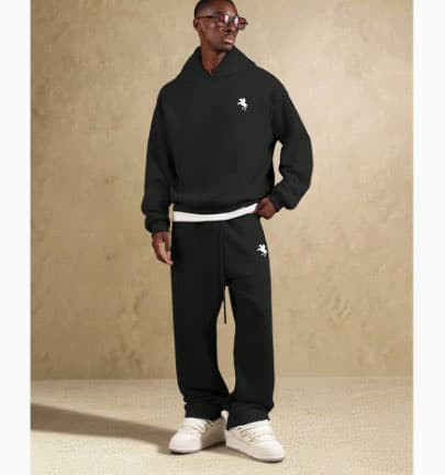 Men's Pony Logo Hoodie & Jogger Set - Relaxed Fit Streetwear Tracksuit, Casual Two-Piece Outfit