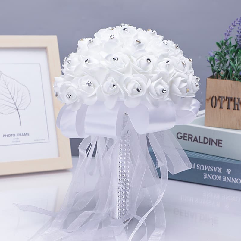 Festive & Party Supplies White Diamond Bridal Bouquet Simulation Pe Foam Flower Wedding Photography Props