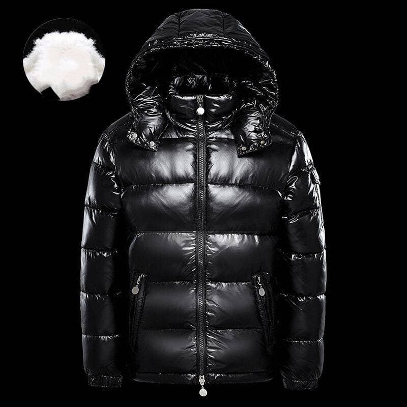 Men's Detachable Hood Down Jacket – Windproof & Water-Resistant Nylon Shell (150g White Duck Down, Lightweight Thermal Liner) – Black/Red (M-3XL)