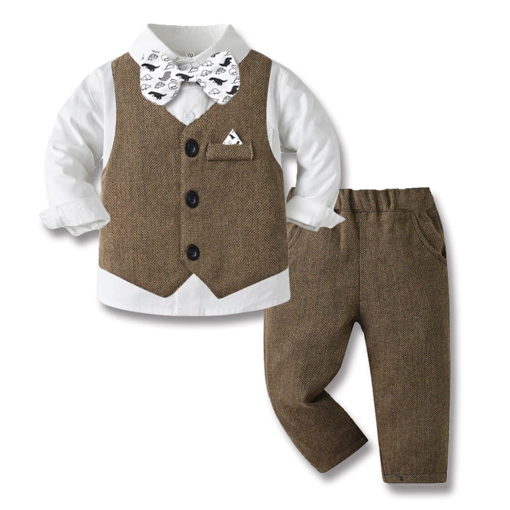 Kid's Clothing Spring and autumn children's suits handsome boys flower girl vest dress boy baby first birthday medium and large children's suits