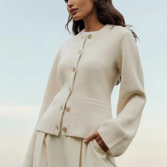 ​​Luxury Knit Cardigan For Women - Soft & Cozy Oversized Sweater Coat With Buttons, Elegant Casual Style For Fall & Winter (Ivory, Taupe, Black)​​