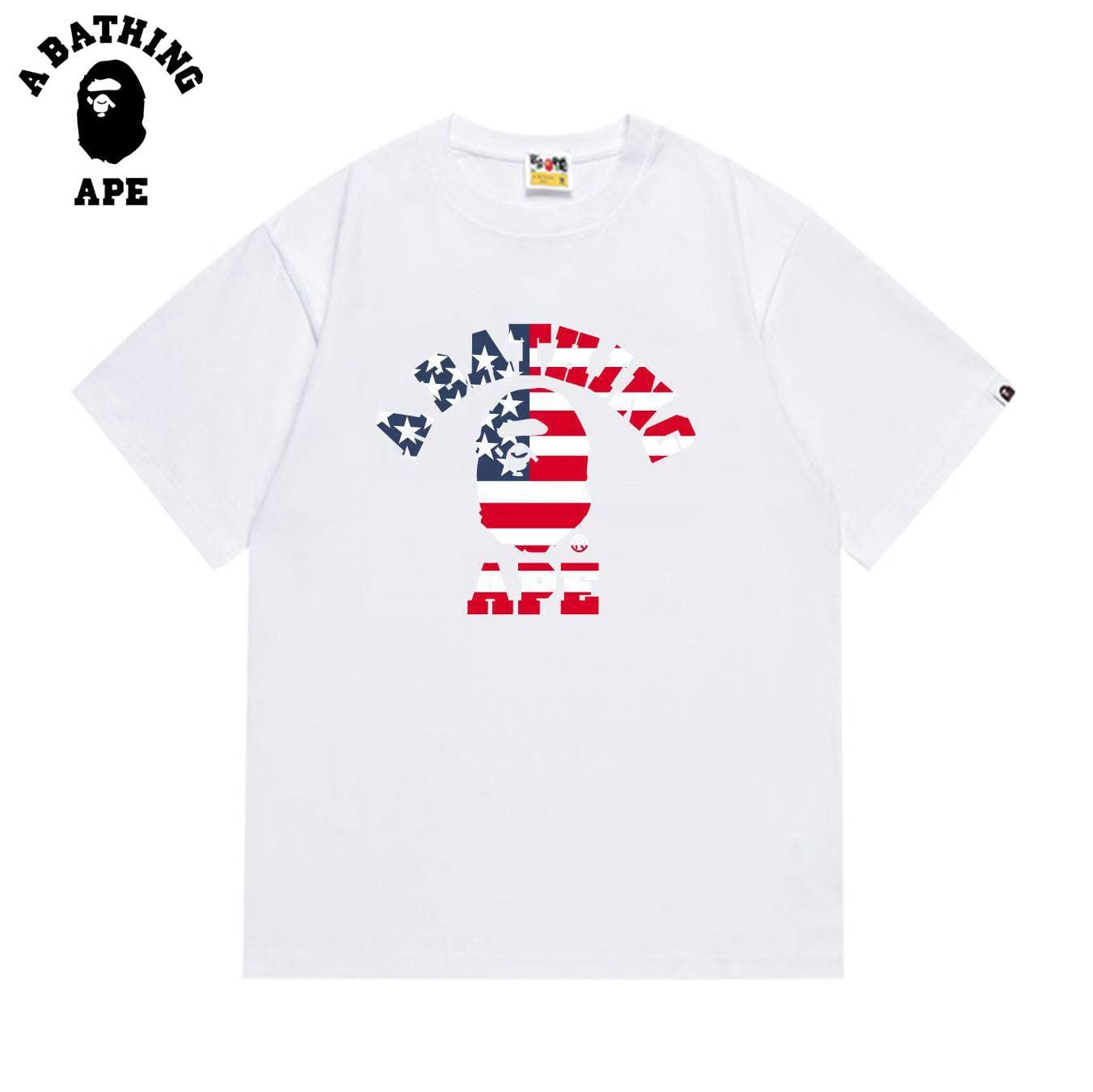 A BATHING APE BAPE-Camouflage Ape Printed Round Neck Short Sleeved T-shirt Made Of Pure Cotton Fabric For Both Men And Women