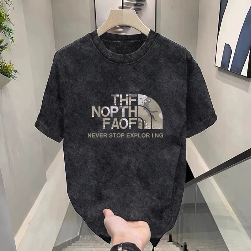 T-shirt à manches courtes délavé et vieilli pour homme, nouvelle tendance ample, été 2024