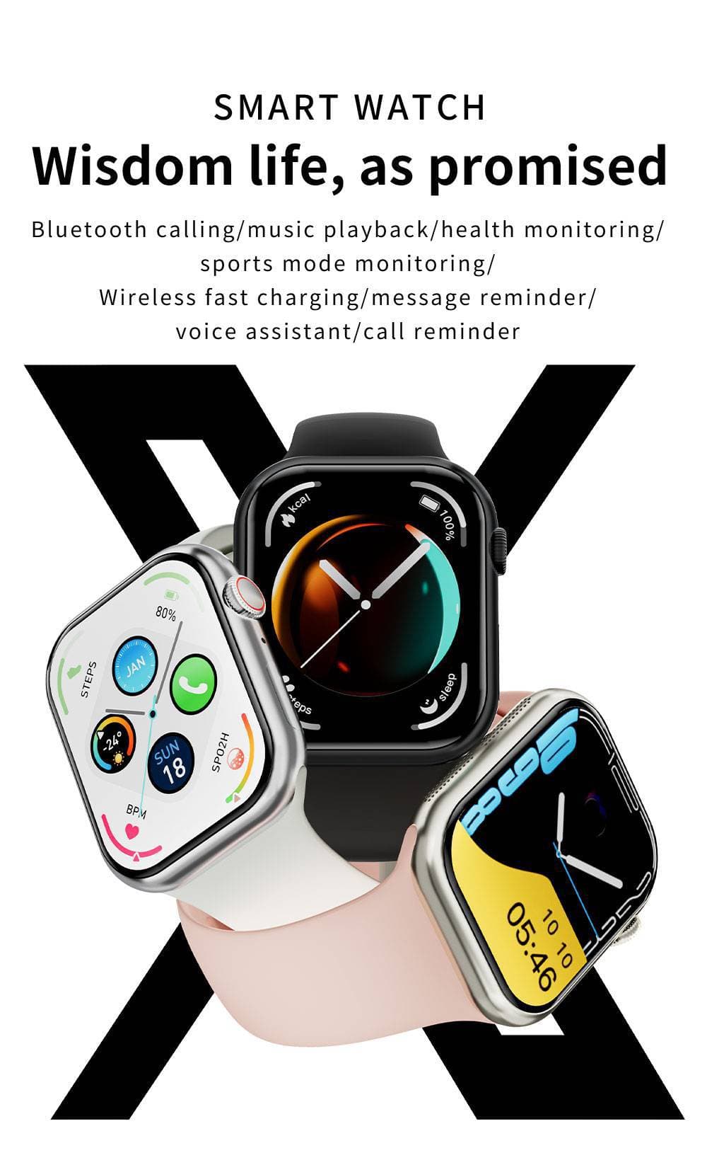 Smart watch with wireless calling, sports mode fitness tracker, compatible with Android and suitable for iPhone