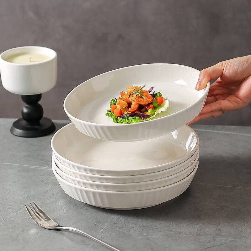Lot de 2 assiettes plates en céramique épaisses de 20,6 cm, style scandinave, multi-usages, pour pâtes et fruits, faciles à nettoyer, de qualité commerciale