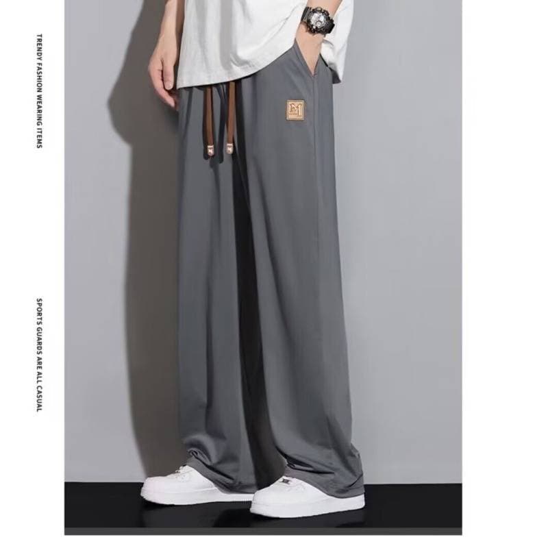 Men's Clothing Summer Ultra-Thin Casual Pants - Breathable Stretchy Joggers With Ice Silk Technology, Loose Fit Straight Leg Trousers For Comfort