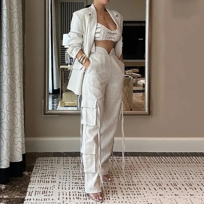 Women's clothing Foreign Trade Cross-border Summer New Fashion Street Hottie Solid Color Casual Tops Set