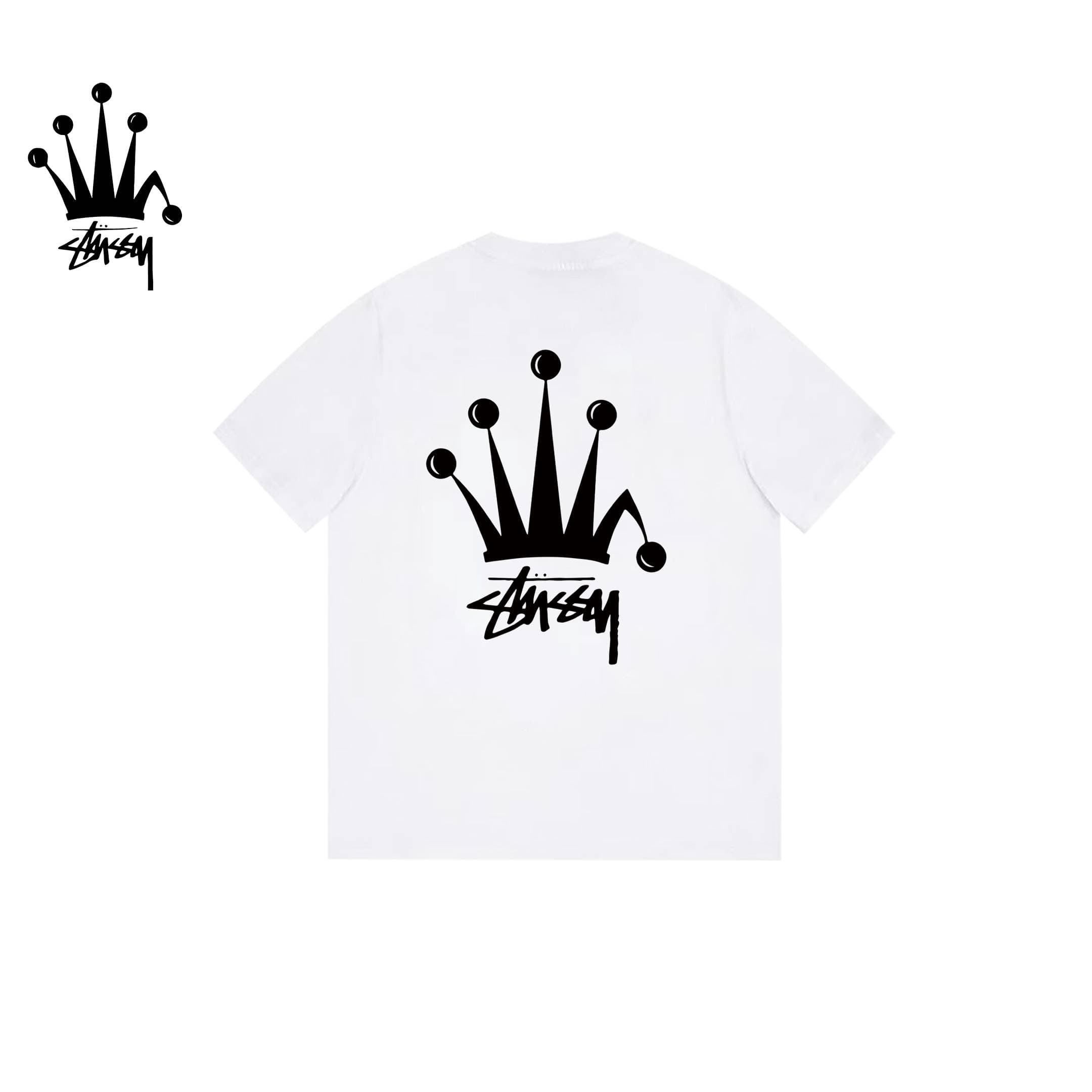 Stussy Crown Pattern Printed Cotton Short Sleeved T-shirt