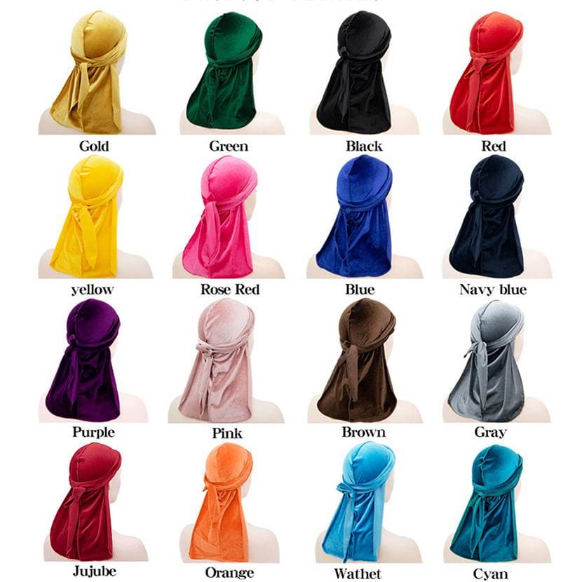 Unisex Velvet Long Tail Pirate Hat Popular Long Tail Band Hat Velvet Durags