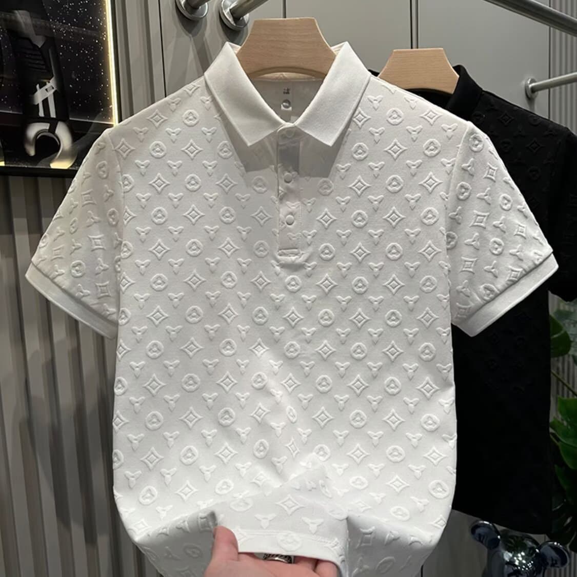 Men's Solid Color Polo Shirt Casual Summer Fashion Trendy Clothing Ice Silk Cooling Short Sleeve T-Shirt