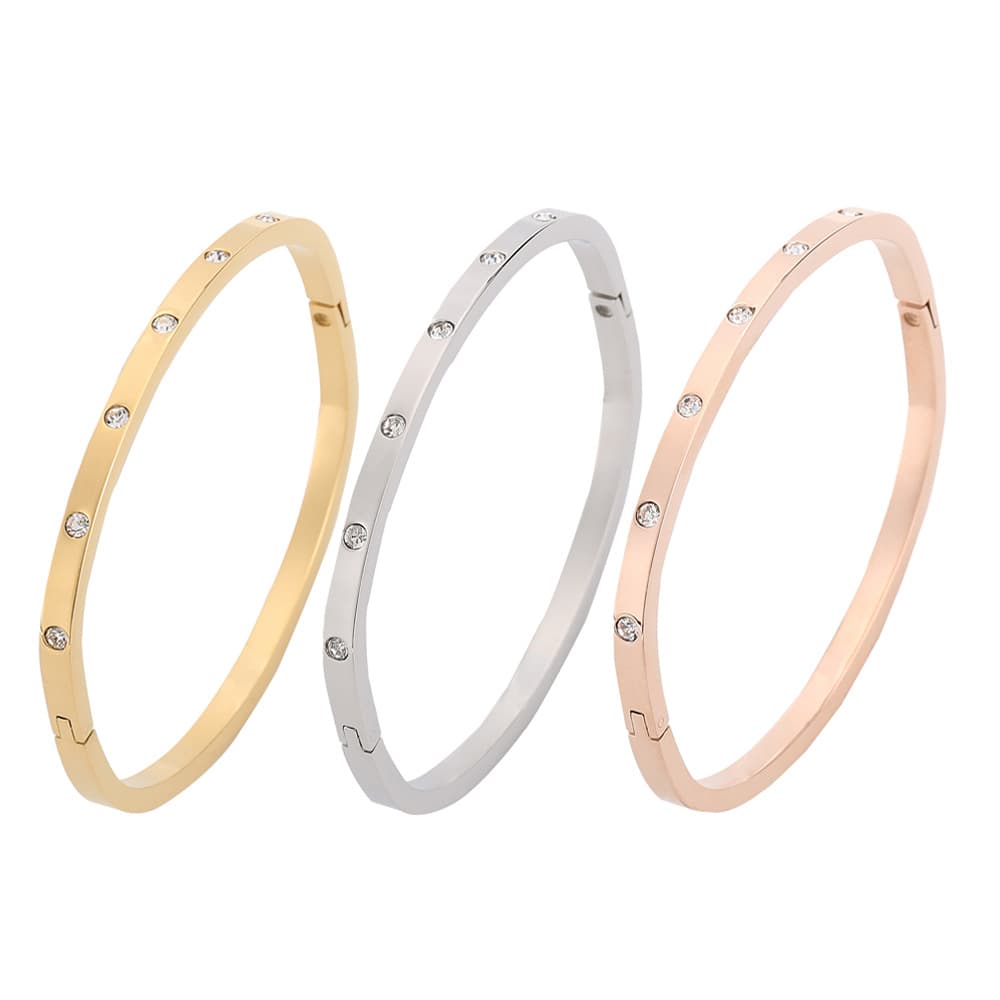 Women's Jewelry Classic Square With Zircon Inlay Stainless Steel Bracelet