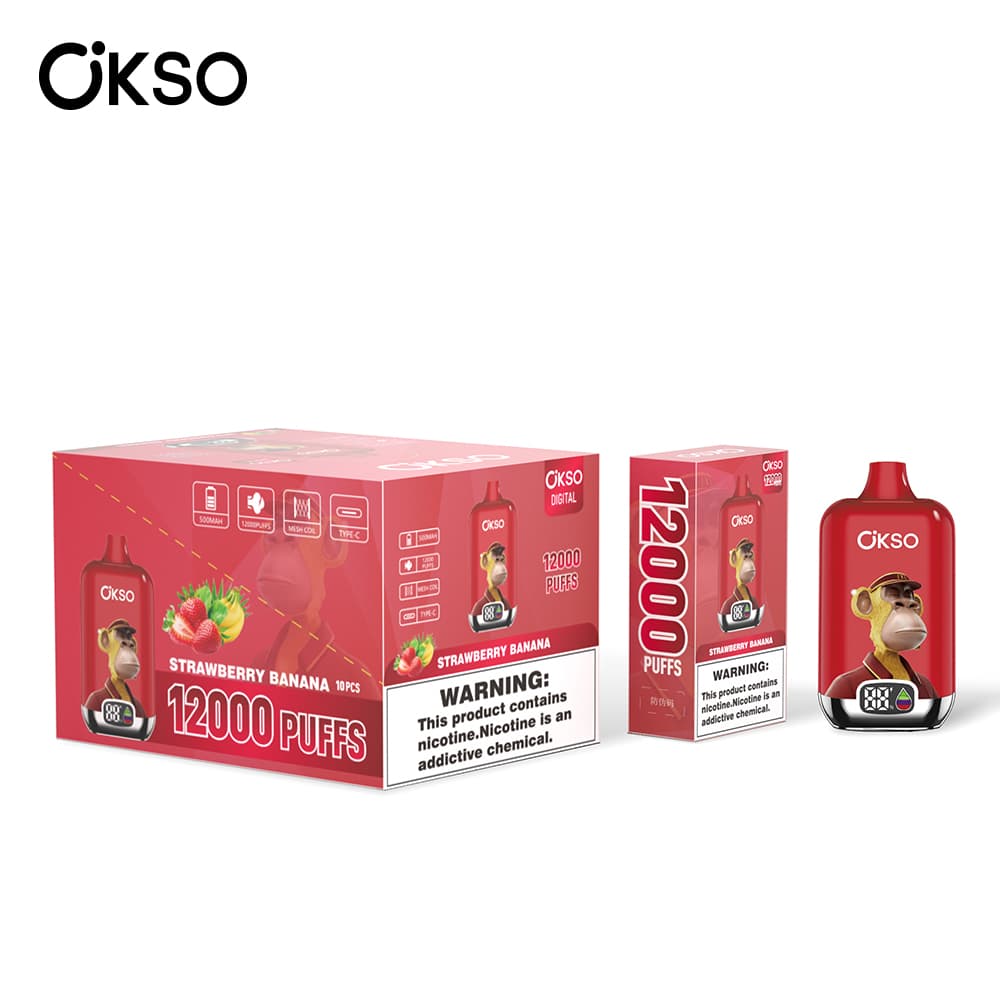 (Mise à niveau du produit ELF BOX 12 000 bouffées - 28 saveurs) Cigarette électronique jetable OKSO Digital 500 mAh, 12 000 bouffées, saveur fr