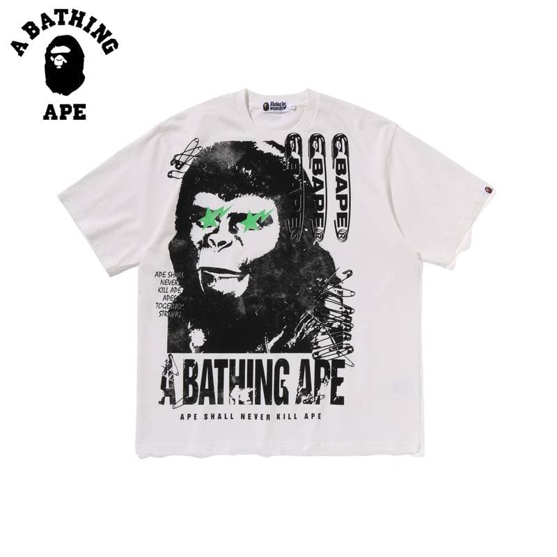 A BATHING APE Ape Man&Star Printed Pattern Men's Short Sleeved T-shirt