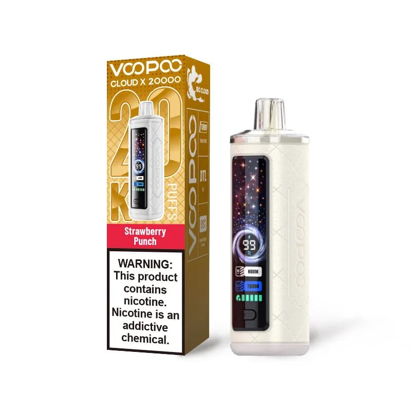 Lot de 2 cigarettes électroniques jetables VOOPOO Cloud X 20K, 20 000 bouffées, 25 ml, 6 mg de nicotine, batterie de 900 mAh, chargeur USB-C, d