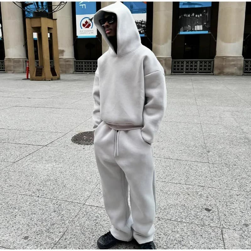 Vêtements pour hommes Marque de mode High Street Loose Plus Sweat à capuche en velours Pantalon de survêtement ample avec cordon de serrage Costume unisexe