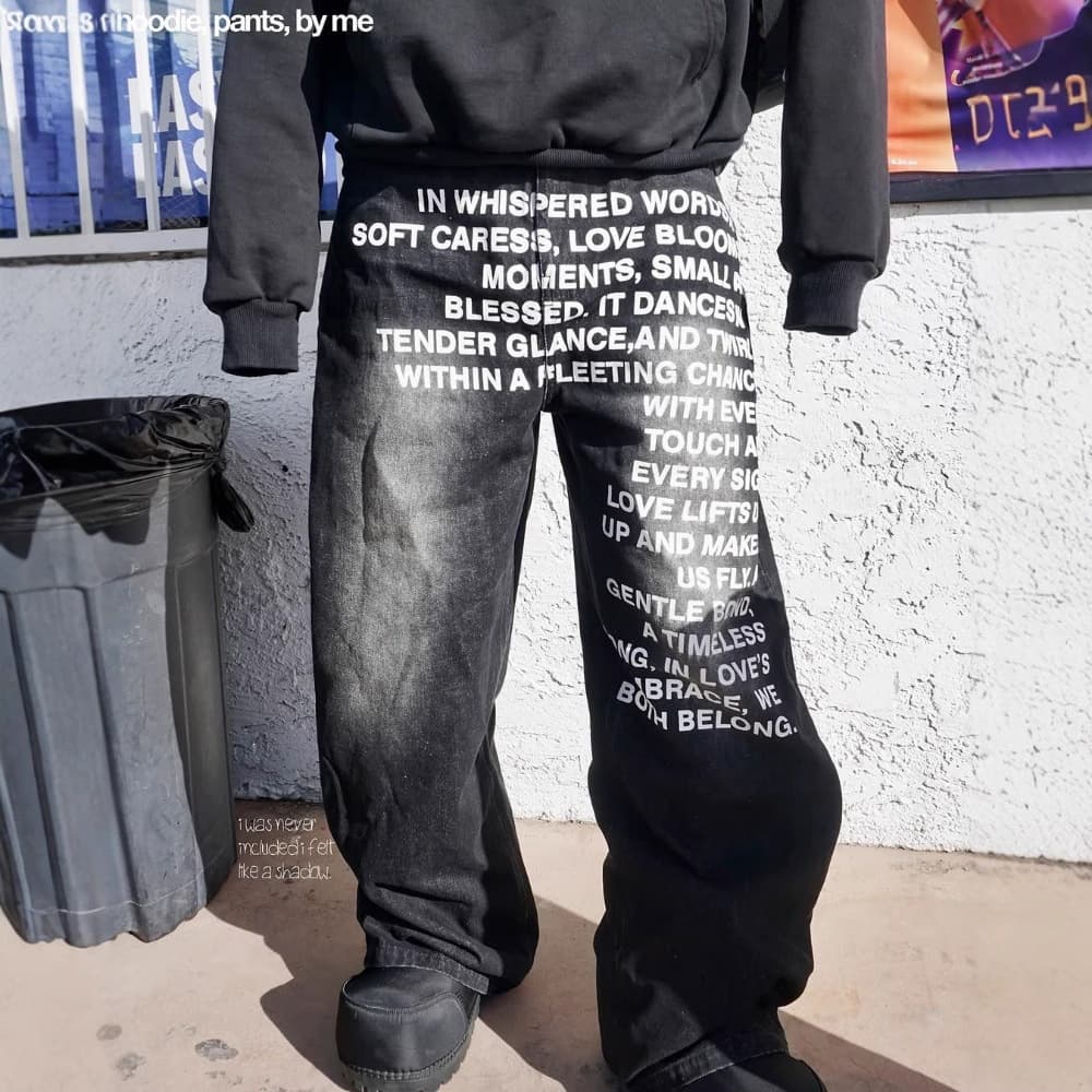Men's Clothing American Style Loose Fit Jeans Retro Patterned Letter Print Gothic Harajuku Hip Hop Streetwear