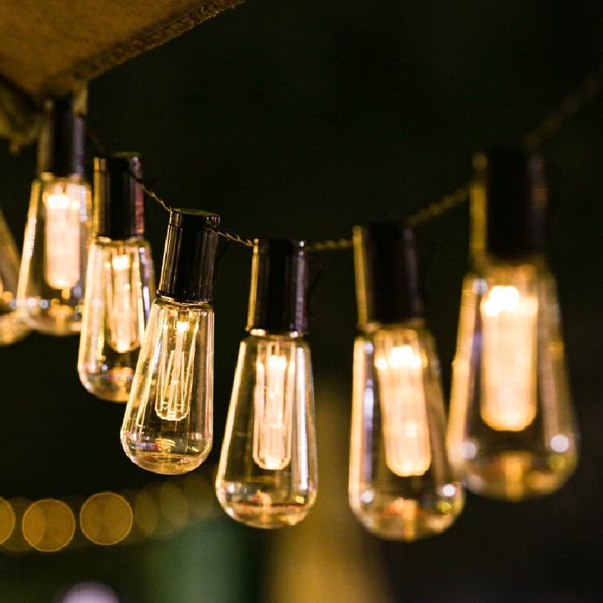 Guirlande lumineuse solaire d'extérieur, 40 ampoules LED Edison, guirlande lumineuse étanche pour jardin, camping, terrasse, décoration de Noël, longueur 5 m/10 m