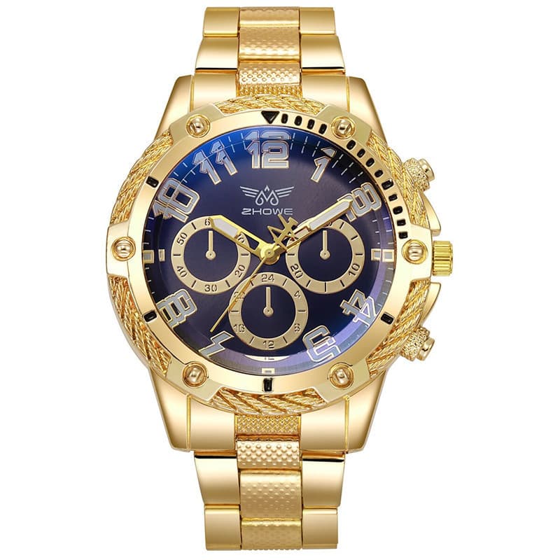 watch men's watch watches alloy blue light Three-eye quartz watch men's large dial men's watch