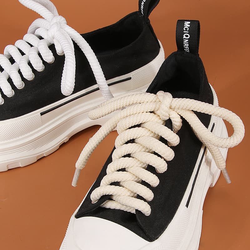 Chunky Bread Shoelaces – 10mm Round Braided Laces (Butter Color & Exaggerated Style)​
