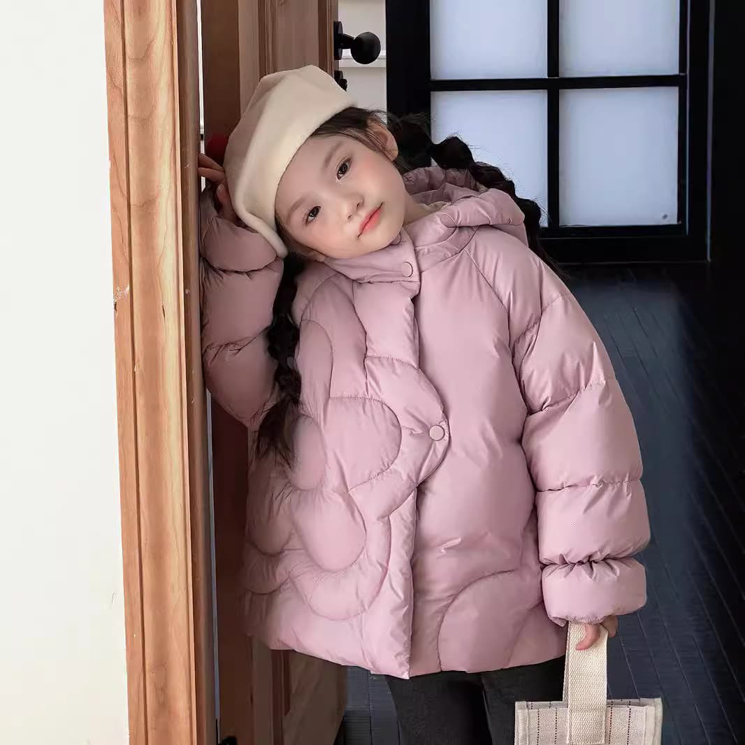 Winter Girls' Puffer Coat – 90% White Duck Down Jacket, Hooded Mid-Length Style, A-Class Safety (80-130cm, Soft-Touch Shell, Under 100g Fill)