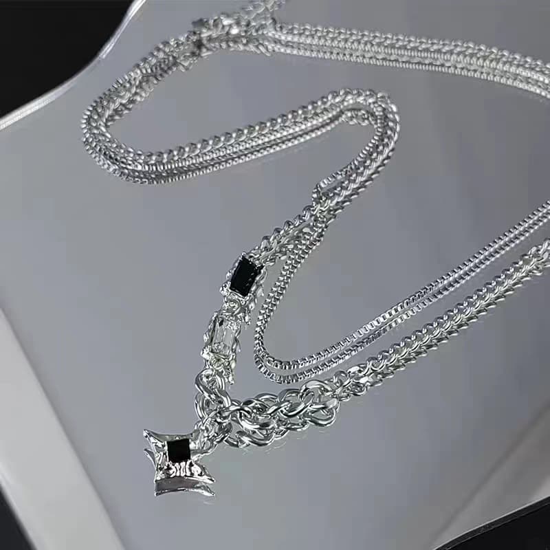 double layer necklace hip hop design niche personality accessories advanced men and women clavicle necklace