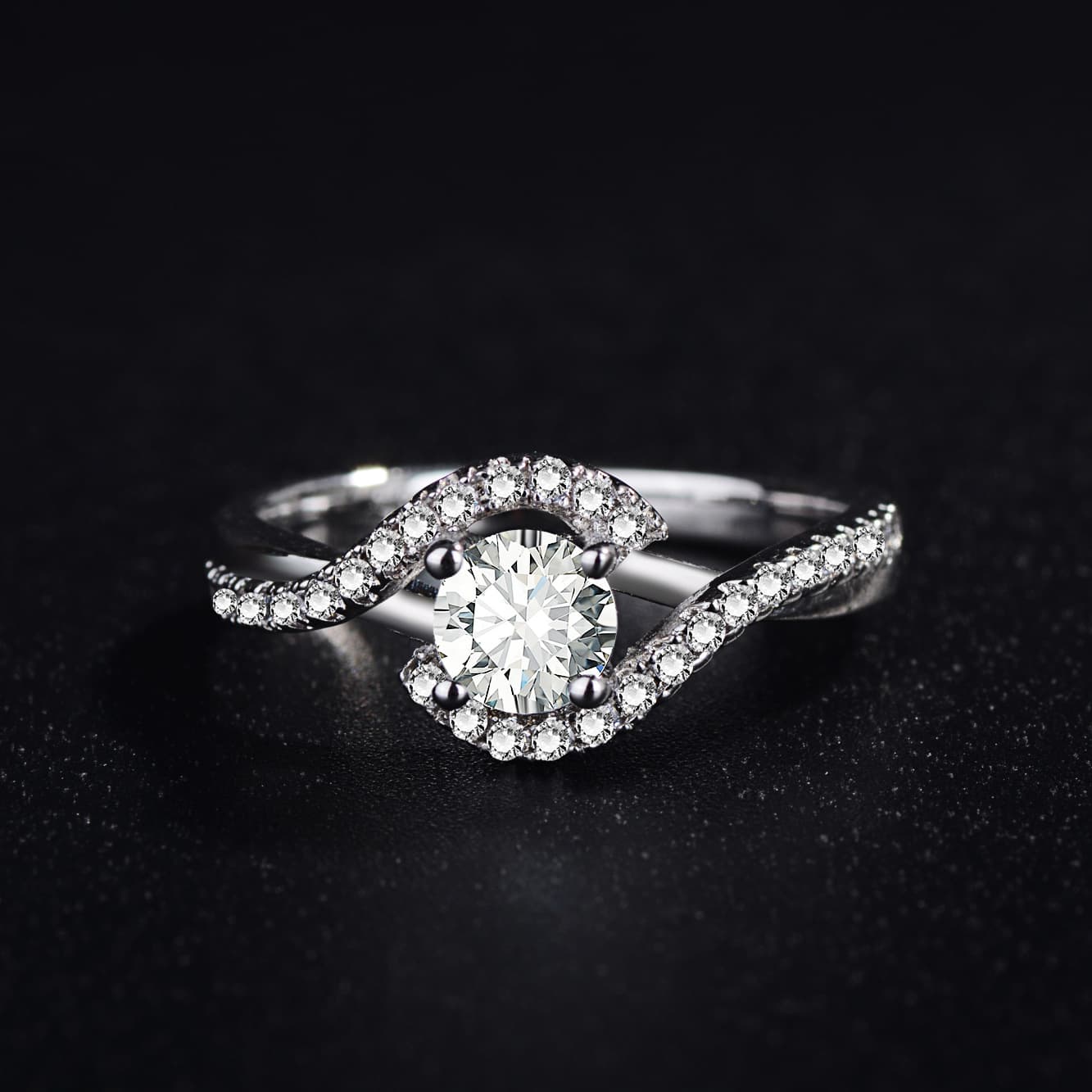 Cross-Border New Platinum-Plated Fashion Trend Zircon Diamond Engagement Proposal Women's Jewelry Ring