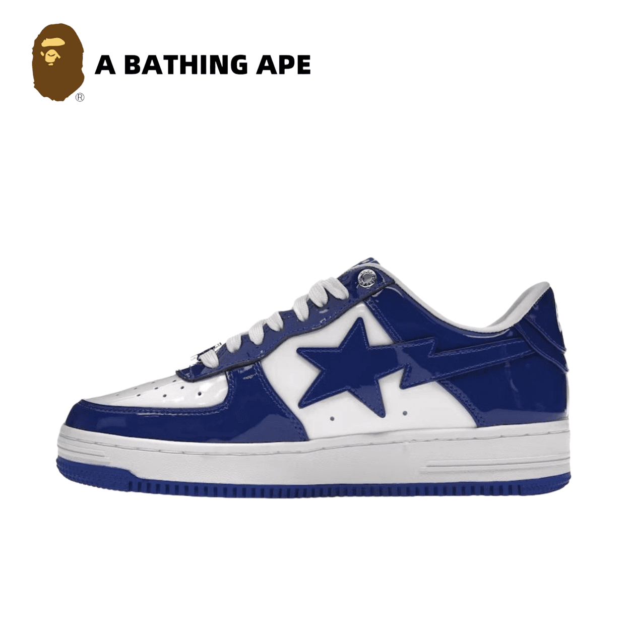 A BATHING-APE Classic Lacquer Leather Double Splicing Trendy Fashion Board Shoes Air Force No.1 Board Shoes Men's And Women's Same Style