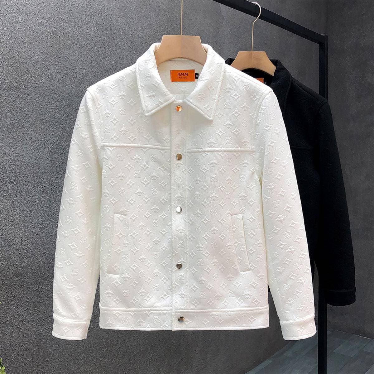 Men's Lightweight Jacket - 30% Polyester Blend Casual Coat (Black/White, S-XXXL)