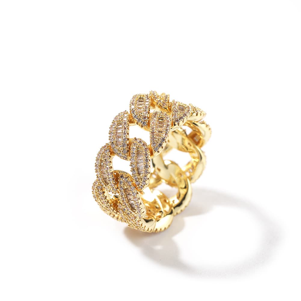Men And Women's Jewelry - Cuban Moon Hip Hop Ring With Square CZ Stones, Geometric Design, Sizes 7-10 The Same Moon Shaped Cuban Ring