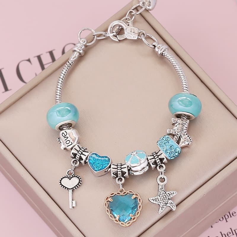 New Panjia Bracelet DIY Heart Crystal Jewelry B295