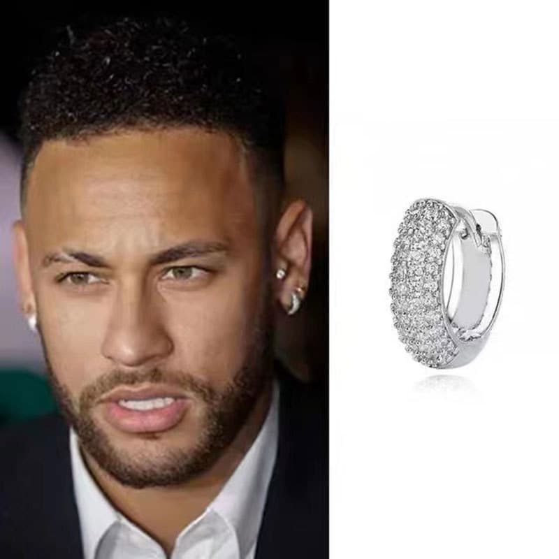 Neymar's Same Zircon Earrings For Men, Light Luxury, Ruffian, Handsome, High Grade Ear Buckles, Earstuds, Female Hip Hop Street