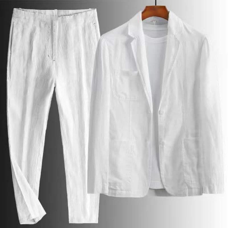 Men's Clothing 2026 New Simple Casual Linen Suit For Men Spring And Summer Thin Style Youth Korean Style Fashion Summer Loose Handsome Two-Piece Suit