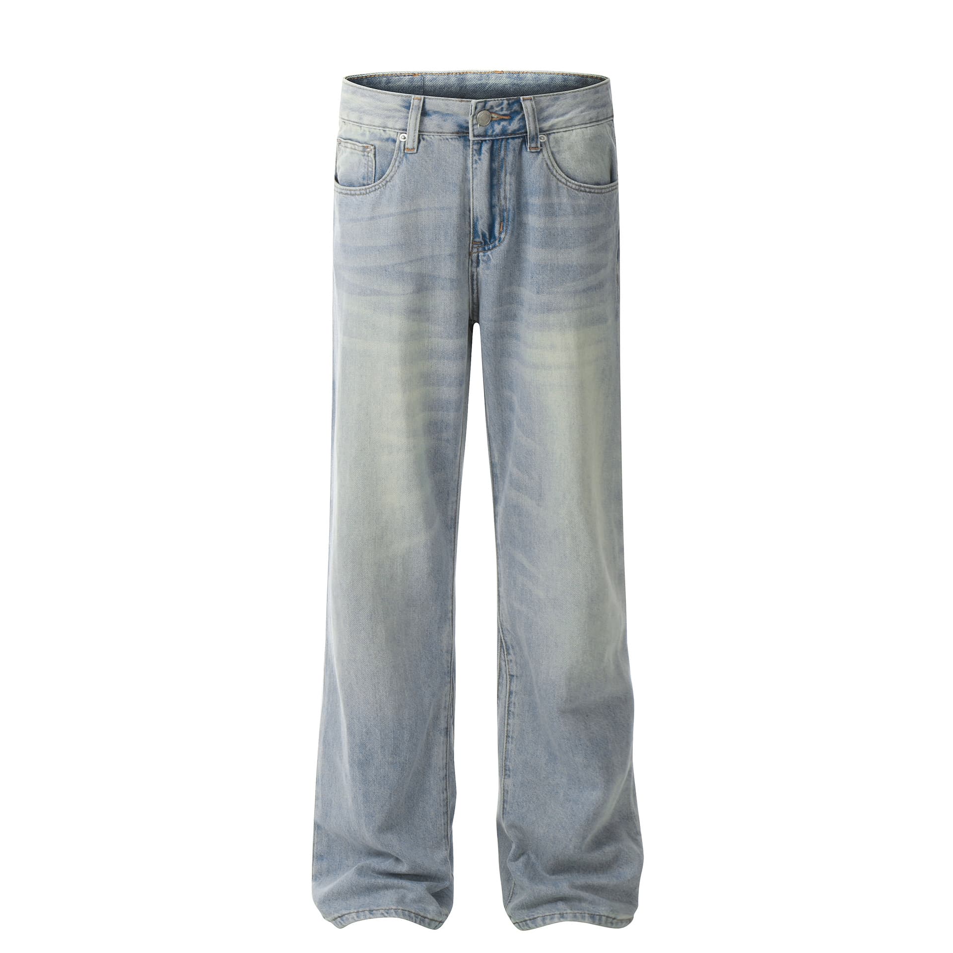 Men's Clothing Neutral High End Street Trend Water Wash Blue Cool Design Slim Men's Flared Casual Jeans