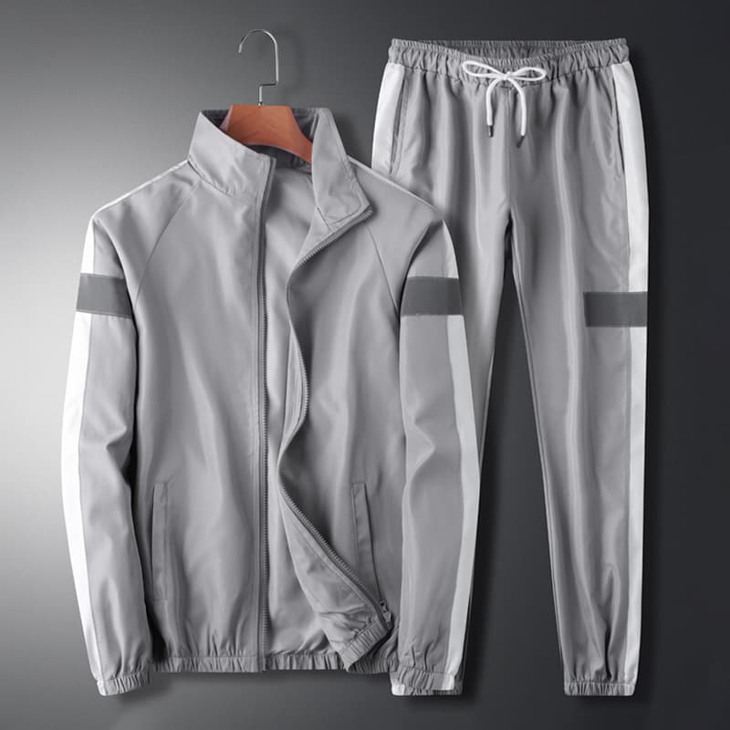 ​​Men's Korean Style Stand Collar Jacket & Loose Trousers Set – Breathable Cotton (M-5XL, Black/Grey/White)​​