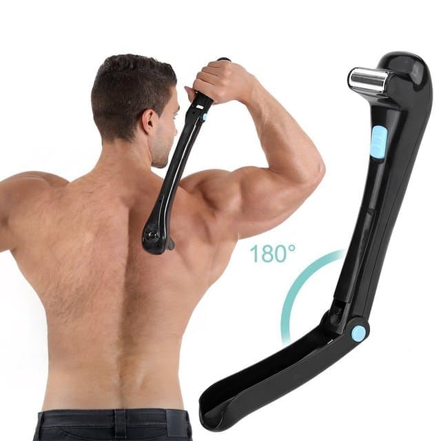 Men Shaver Electric Back Hair Shaving Razor Epilator 180 Foldable Battery Manual Long Handle Body Hair Trimmer Removal Tool