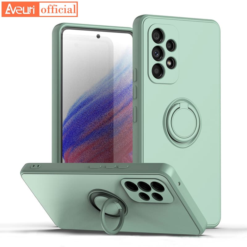 Liquid Silicone Case For Samsung Galaxy A73 A53 A33 A23 A13 A03 Core Cover Coque Ring Holder Full Camera Protection Phon
