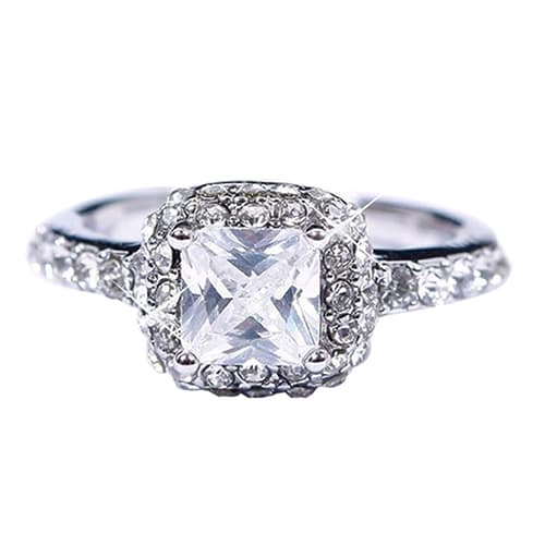 Yamaler Women's Engagement Bridal Wedding Band Shiny Luxury Square Rhinestone Ring Gift