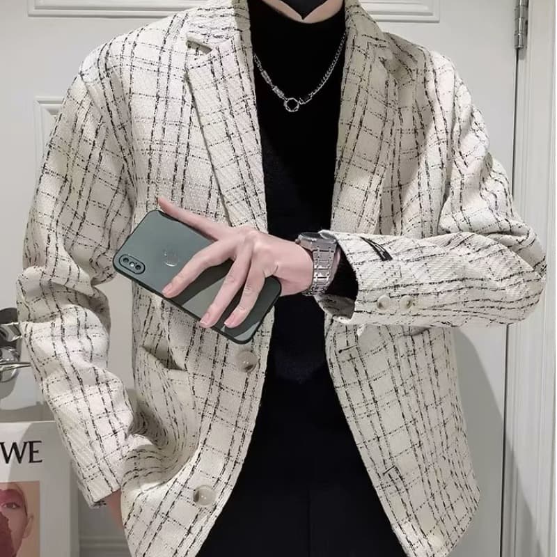 Xiaoxiang style for men, trendy brand, high-end sense, casual and handsome, British style, autumn small suit jacket