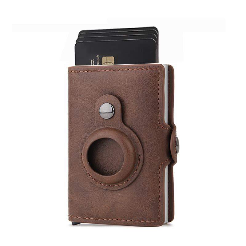Men's Bags Airtag Tracker Card Holder Men's Wallet RFID Anti Theft Swipe Metal Buckle Zipper