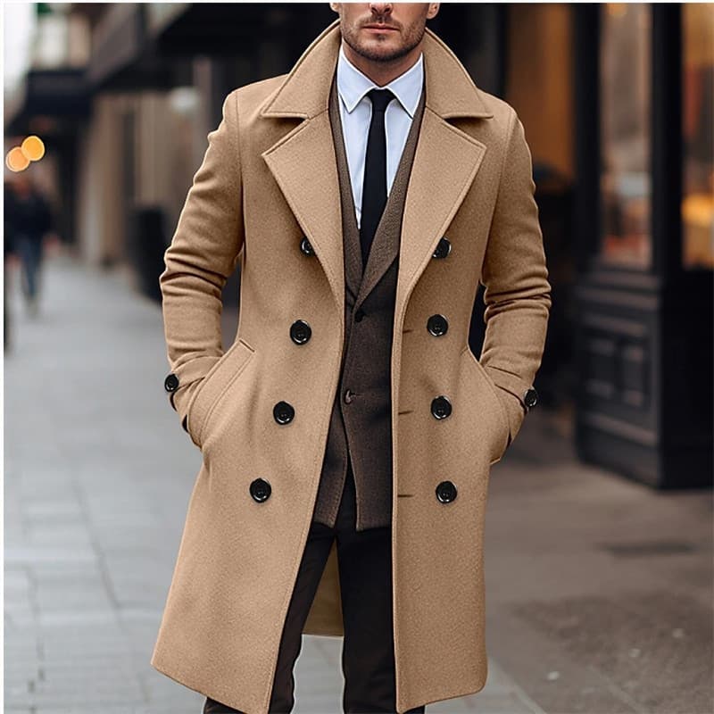 Herbst Winter Männer Woolen Mäntel Business Casual Mode Zweireiher Lange Woolen Graben Männlichen England Stil Wolle Mischungen Mantel