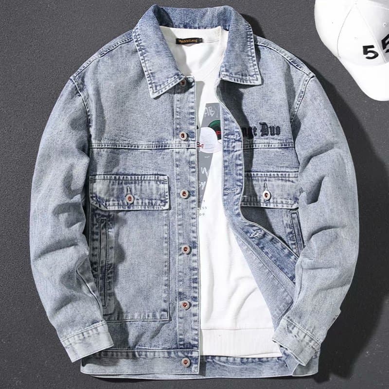 Women's Clothing Embroidered Denim Jacket For Men Korean Style Trendy And Stylish Loose Fit Versatile Top New Spring Autumn