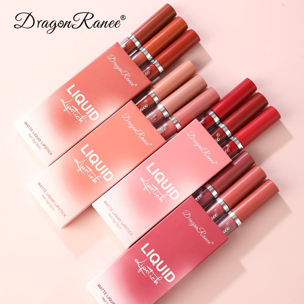 3-Piece Lip Gloss Set - Velvet Matte Lipsticks In Tangerine, Milk Tea & Brownish-Pink Shades