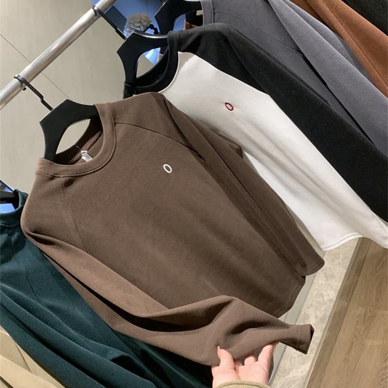 Men's Clothing Self fa hot German velvet fabric winter couple youth round neck raglan warm long sleeved T shirt bottoming shirt