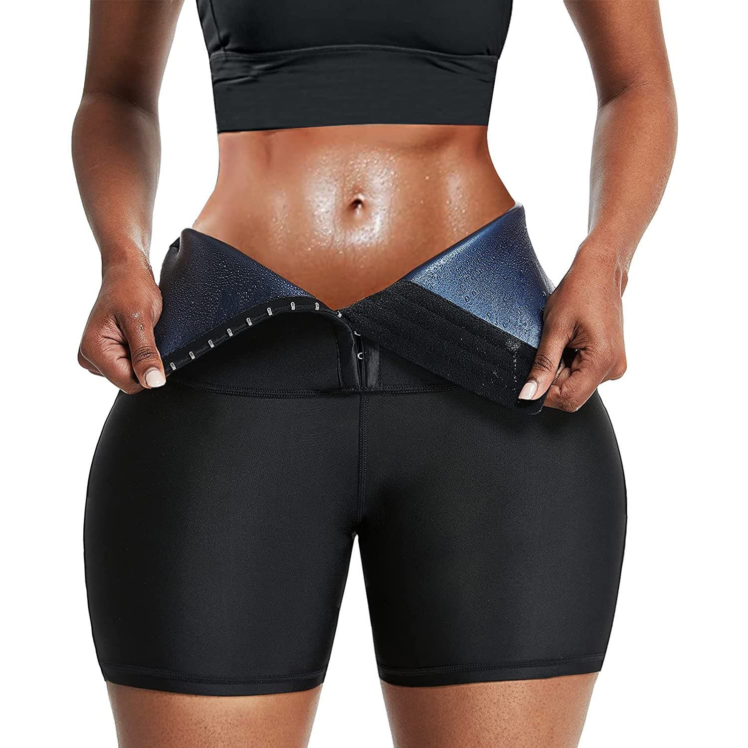 Women's Clothing Unscented All-silver All-blue Yoga Clothes High-waisted Sports Fitness Shorts Breasted Belly-control Sweat Pants Belted Yoga Pants