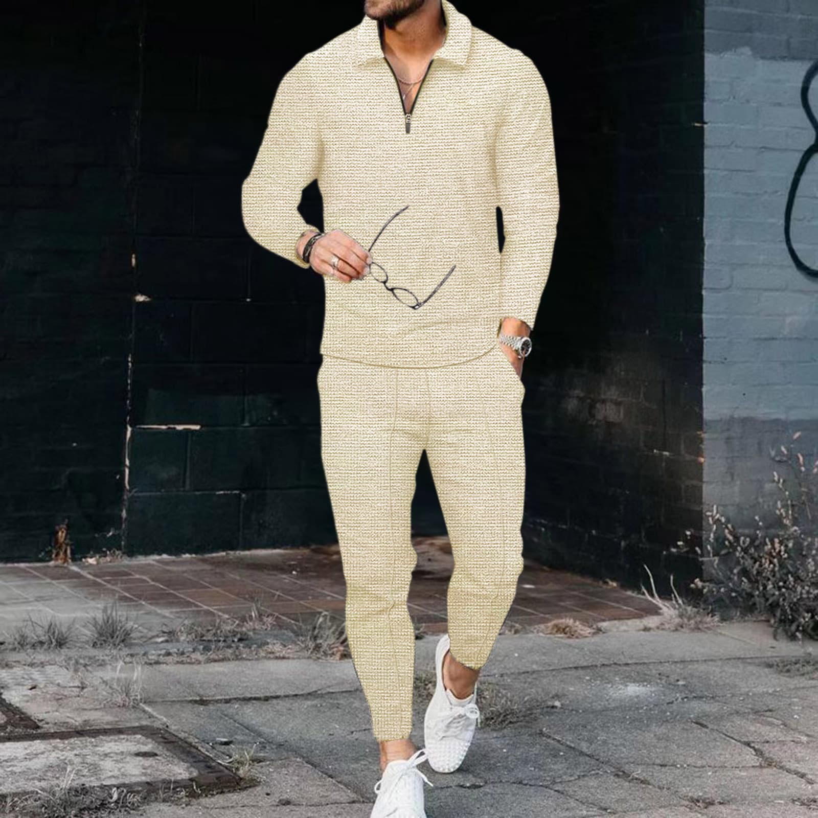 Men's long-sleeved pants two-piece sportswear suit for men