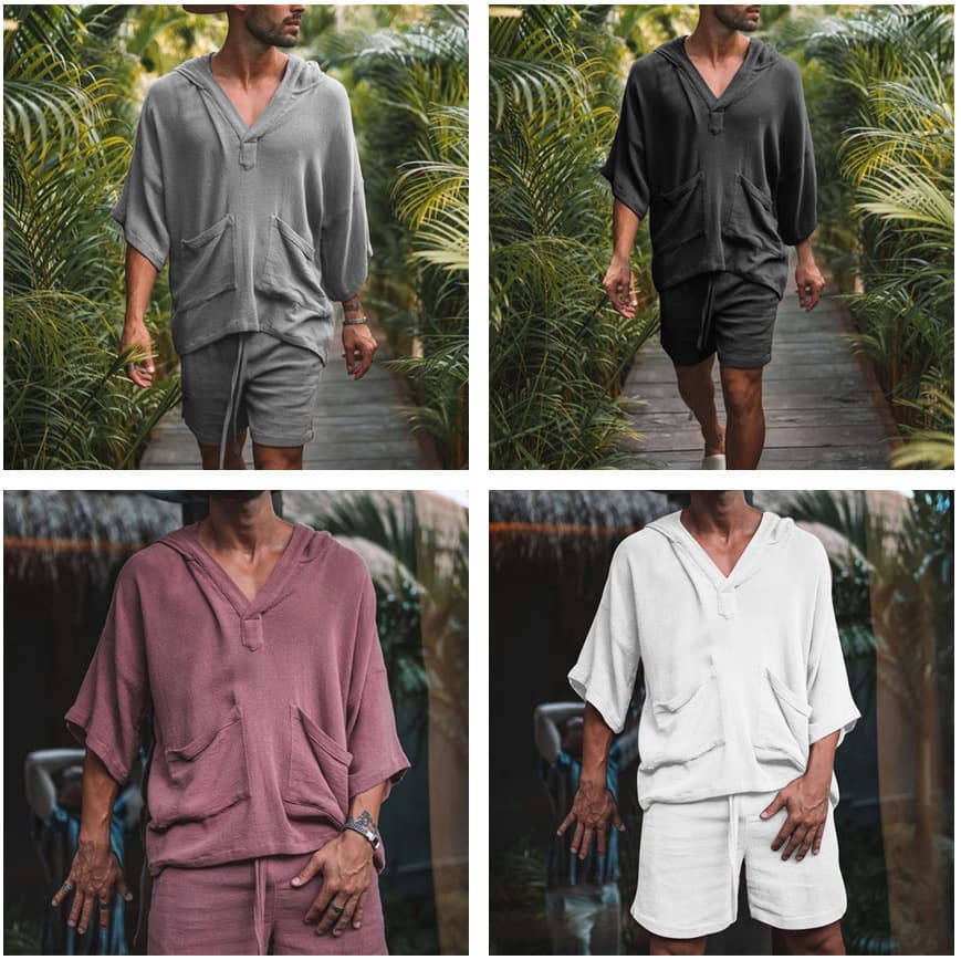 Men's Clothing New Men's Suit Men's Cotton And Linen Loose Casual Suit Vacation Men's Sportswear