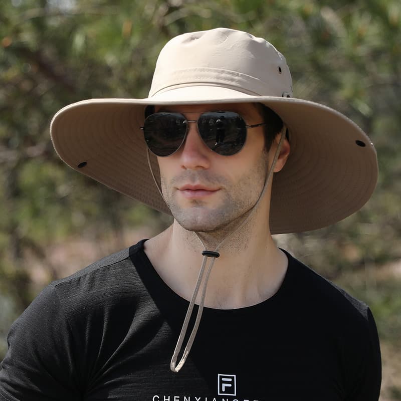 New Outdoor Men's Sun Hat With Wide Brim, Face-Shielding Fishing And Hiking Casual Breathable Fisherman Hat, In Stock