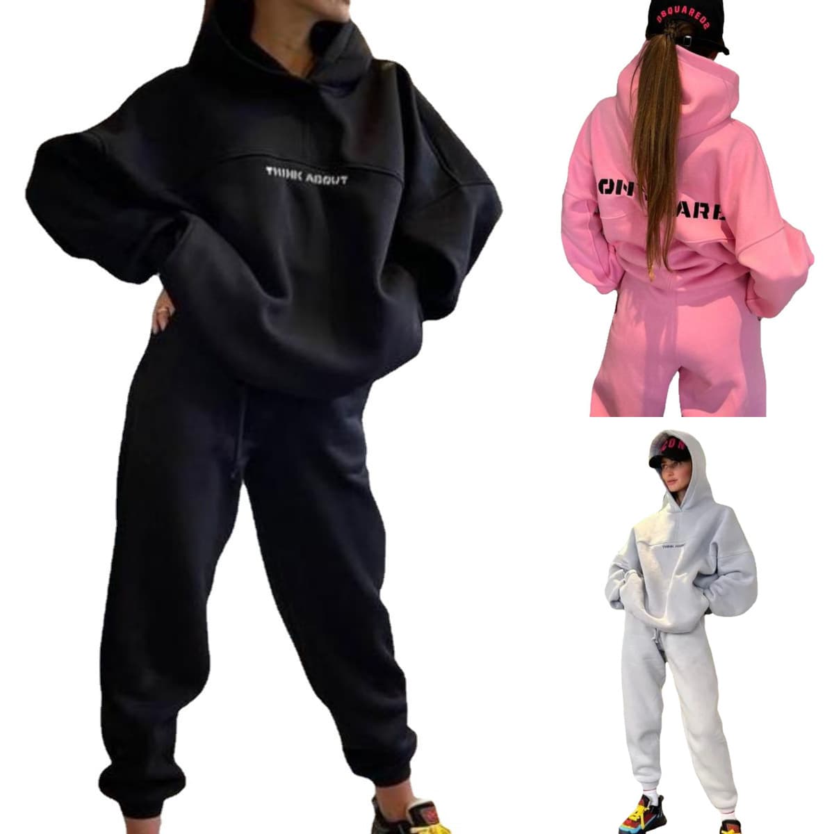 Women's Fashion Hooded Printed Hoodie Sportswear Suit