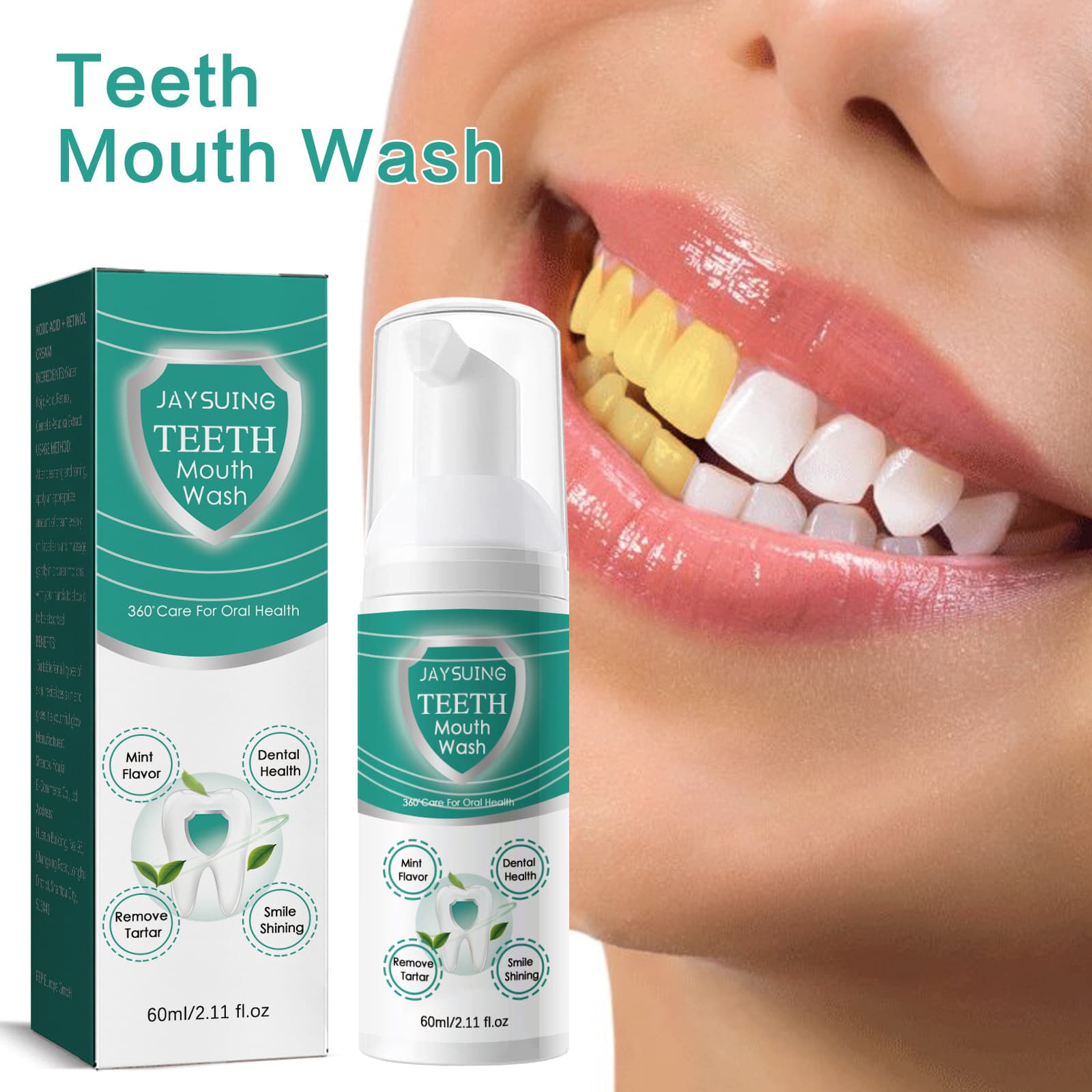 tooth Jayswing foam cleaning mousse deeply cleans teeth stains, protects gums and freshens breath