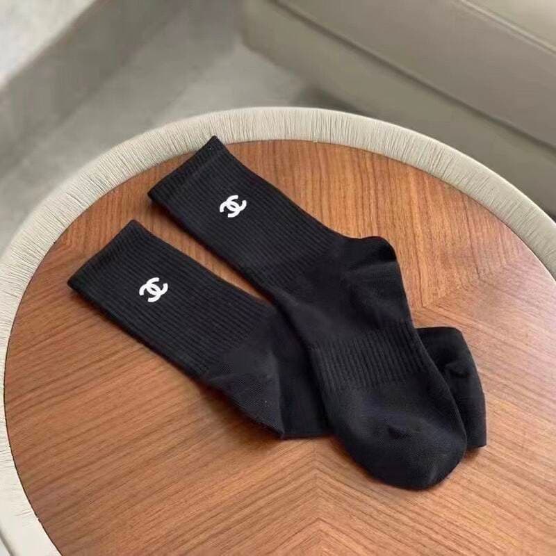 Chaussettes courtes unisexes mi-mollet en pur coton, style printemps-été, noir et blanc, avec inscription « Ins », polyvalentes.